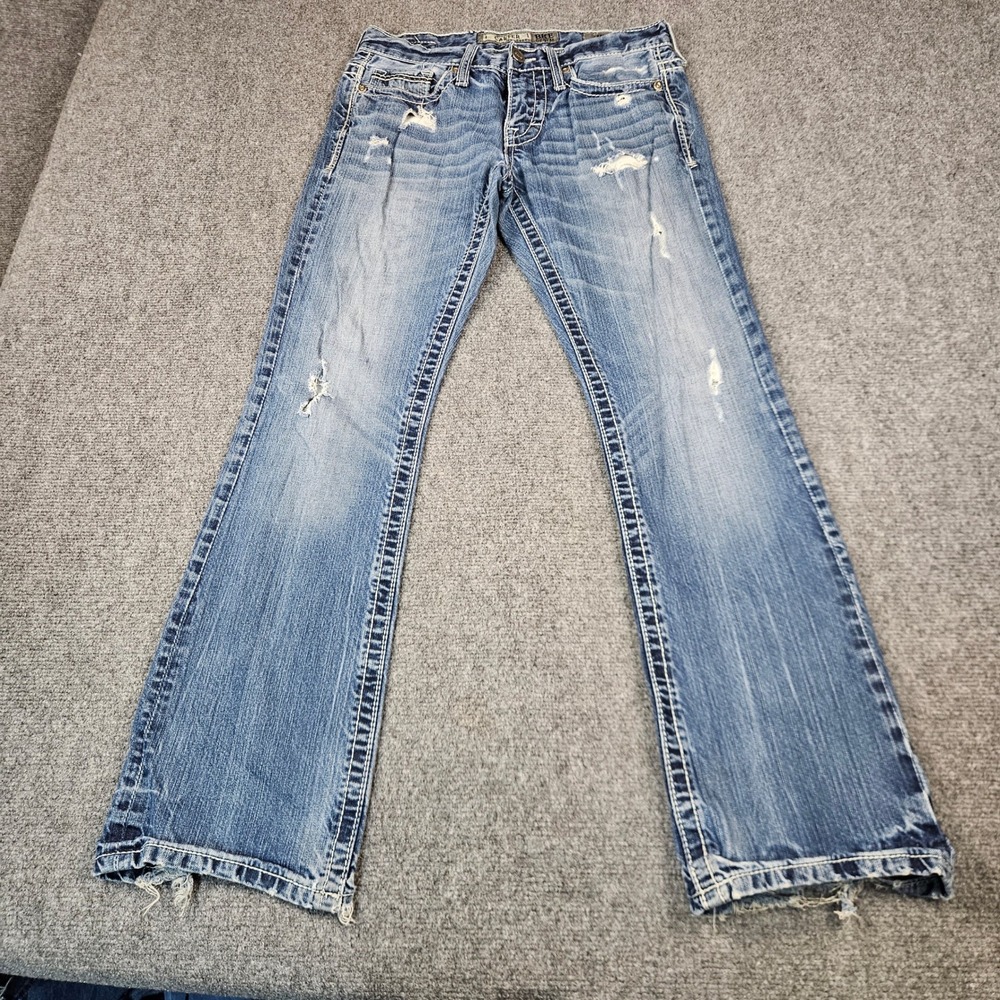 BKE Carter Denim Distressed Straight Leg Jeans Blue 28S ABM20016 Mens 30x30